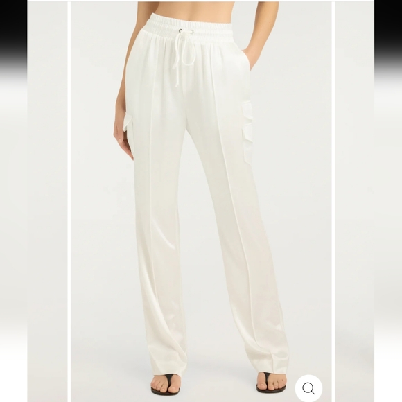 NWT$395 Cinq a Sept Sarie High Rise Cargo Pocket Ivory Track Pants Trousers Sz S - Picture 6 of 16